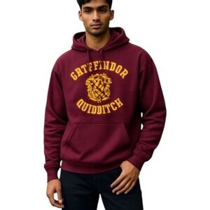 Harry Potter Gryffindor Quidditch burgundy Fleece hoodie. Unisex. Sz M